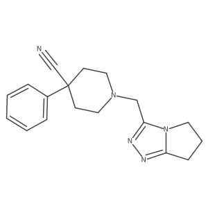 4-phenyl-1-({5H,6H,7H-pyrrolo[2,1-c][1,2,4]triazol-3-yl}methyl)piperidine-4-carbonitrile结构式