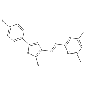 4-{[(4,6-dimethyl-2-pyrimidinyl)amino]methylene}-2-(4-fluorophenyl)-1,3-oxazol-5(4H)-one结构式