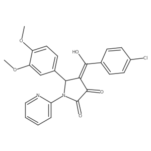(4E)-4-[(4-chlorophenyl)-hydroxy-methylene]-5-(3,4-dimethoxyphenyl)-1-(2-pyridyl)pyrrolidine-2,3-dione Structure