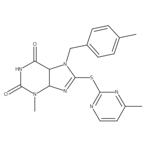 3-Methyl-7-[(4-methylphenyl)methyl]-8-(4-methylpyrimidin-2-yl)sulfanyl-4,5-dihydropurine-2,6-dione结构式