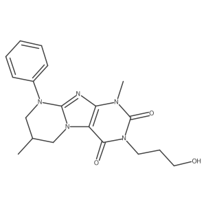3-(3-hydroxypropyl)-1,7-dimethyl-9-phenyl-6,7,8,9-tetrahydropyrimido[2,1-f]purine-2,4(1H,3H)-dione结构式