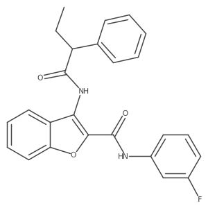 N-(3-fluorophenyl)-3-(2-phenylbutanamido)benzofuran-2-carboxamide结构式