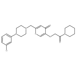 2-((4-(3-chlorophenyl)piperazin-1-yl)methyl)-5-(2-oxo-2-(piperidin-1-yl)ethoxy)-4H-pyran-4-one结构式