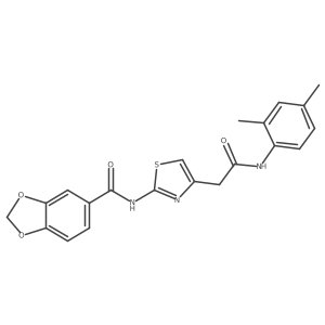 N-(4-(2-((2,4-dimethylphenyl)amino)-2-oxoethyl)thiazol-2-yl)benzo[d][1,3]dioxole-5-carboxamide结构式