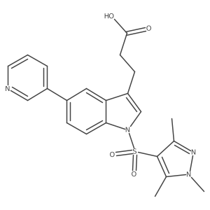 3-[5-Pyridin-3-yl-1-(1,3,5-trimethyl-1h-pyrazole-4-sulfonyl)-1h-indol-3-yl]-propionic acid Structure