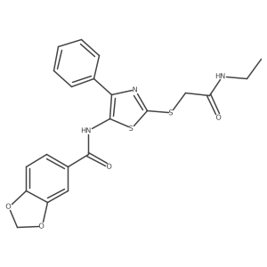 N-(2-((2-(ethylamino)-2-oxoethyl)thio)-4-phenylthiazol-5-yl)benzo[d][1,3]dioxole-5-carboxamide Structure