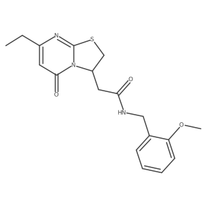 2-(7-ethyl-5-oxo-3,5-dihydro-2H-thiazolo[3,2-a]pyrimidin-3-yl)-N-(2-methoxybenzyl)acetamide结构式