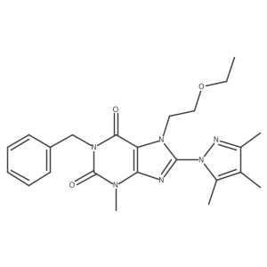 1-benzyl-7-(2-ethoxyethyl)-3-methyl-8-(3,4,5-trimethyl-1H-pyrazol-1-yl)-1H-purine-2,6(3H,7H)-dione结构式