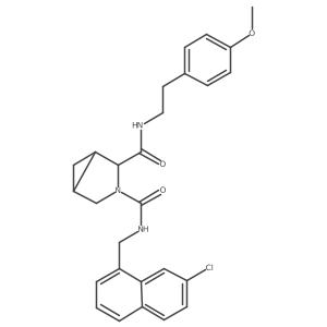 (1S,2S,5R)-3-N-[(7-chloronaphthalen-1-yl)methyl]-2-N-[2-(4-methoxyphenyl)ethyl]-3-azabicyclo[3.1.0]hexane-2,3-dicarboxamide结构式