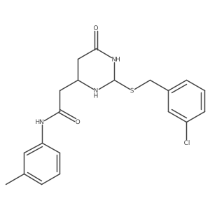 2-[2-[(3-chlorophenyl)methylsulfanyl]-6-oxo-1,3-diazinan-4-yl]-N-(3-methylphenyl)acetamide Structure