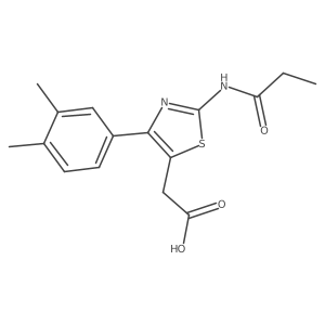 CCC(=O)Nc1nc(-c2ccc(C)c(C)c2)c(CC(=O)O)s1结构式