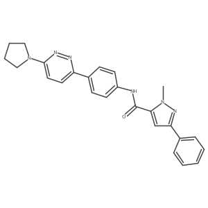 1-methyl-3-phenyl-N-(4-(6-(pyrrolidin-1-yl)pyridazin-3-yl)phenyl)-1H-pyrazole-5-carboxamide Structure