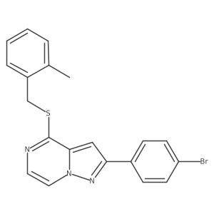 2-(4-Bromophenyl)-4-[(2-methylbenzyl)thio]pyrazolo[1,5-a]pyrazine Structure