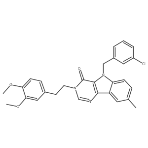 5-(3-chlorobenzyl)-3-(3,4-dimethoxyphenethyl)-8-methyl-3H-pyrimido[5,4-b]indol-4(5H)-one结构式