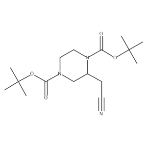 Di-tert-butyl (S)-2-(cyanomethyl)piperazine-1,4-dicarboxylate Structure
