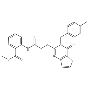 methyl 2-[2-({3-[(4-fluorophenyl)methyl]-4-oxo-3H,4H-thieno[3,2-d]pyrimidin-2-yl}sulfanyl)acetamido]benzoate结构式