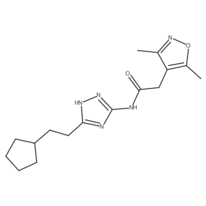 N-[3-(2-cyclopentylethyl)-1H-1,2,4-triazol-5-yl]-2-(3,5-dimethyl-1,2-oxazol-4-yl)acetamide结构式