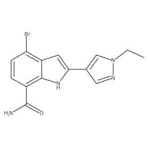 4-Bromo-2-(1-ethyl-1H-pyrazol-4-yl)-1H-indole-7-carboxamide结构式