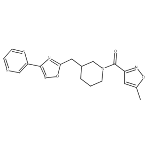(5-Methylisoxazol-3-yl)(3-((3-(pyrazin-2-yl)-1,2,4-oxadiazol-5-yl)methyl)piperidin-1-yl)methanone Structure