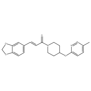 (E)-3-(benzo[d][1,3]dioxol-5-yl)-1-(4-((6-methylpyridazin-3-yl)oxy)piperidin-1-yl)prop-2-en-1-one结构式