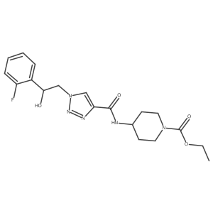 ethyl 4-(1-(2-(2-fluorophenyl)-2-hydroxyethyl)-1H-1,2,3-triazole-4-carboxamido)piperidine-1-carboxylate结构式
