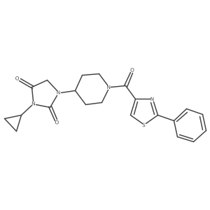 3-Cyclopropyl-1-[1-(2-phenyl-1,3-thiazole-4-carbonyl)piperidin-4-yl]imidazolidine-2,4-dione结构式