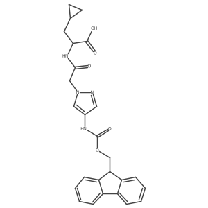 (2S)-3-cyclopropyl-2-{2-[4-({[(9H-fluoren-9-yl)methoxy]carbonyl}amino)-1H-pyrazol-1-yl]acetamido}propanoic acid结构式