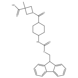 1-[4-({[(9H-fluoren-9-yl)methoxy]carbonyl}amino)cyclohexanecarbonyl]-3-methylazetidine-3-carboxylic acid结构式