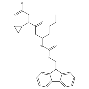 2-[N-cyclopropyl-3-({[(9H-fluoren-9-yl)methoxy]carbonyl}amino)heptanamido]acetic acid结构式