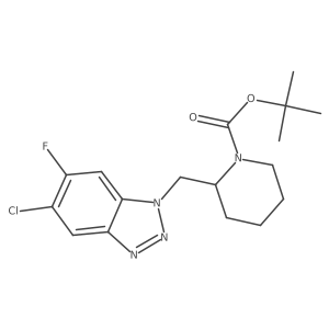 tert-butyl 2-[(5-chloro-6-fluoro-1H-1,2,3-benzotriazol-1-yl)methyl]piperidine-1-carboxylate Structure