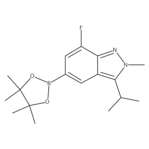 7-Fluoro-3-isopropyl-2-methyl-5-(4,4,5,5-tetramethyl-1,3,2-dioxaborolan-2-yl)-2H-indazole结构式