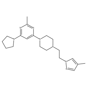 2-methyl-4-{4-[2-(4-methyl-1H-pyrazol-1-yl)ethyl]piperazin-1-yl}-6-(pyrrolidin-1-yl)pyrimidine结构式