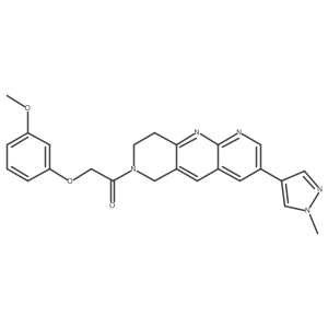 2-(3-methoxyphenoxy)-1-[3-(1-methyl-1H-pyrazol-4-yl)-6H,7H,8H,9H-pyrido[2,3-b]1,6-naphthyridin-7-yl]ethan-1-one结构式