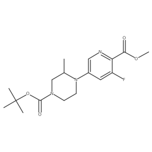 tert-Butyl (R)-4-(5-fluoro-6-(methoxycarbonyl)pyridin-3-yl)-3-methylpiperazine-1-carboxylate Structure