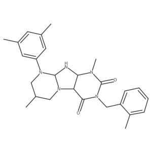 9-(3,5-dimethylphenyl)-1,7-dimethyl-3-[(2-methylphenyl)methyl]-6,7,8,9a,10,10a-hexahydro-4aH-purino[7,8-a]pyrimidine-2,4-dione Structure