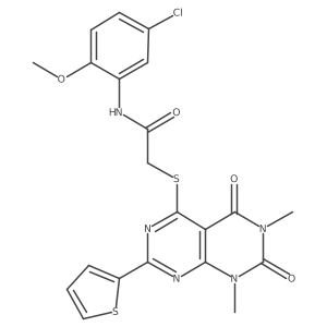 N-(5-chloro-2-methoxyphenyl)-2-((6,8-dimethyl-5,7-dioxo-2-(thiophen-2-yl)-5,6,7,8-tetrahydropyrimido[4,5-d]pyrimidin-4-yl)thio)acetamide Structure