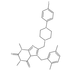 7-[(2,5-dimethylphenyl)methyl]-8-[[4-(4-fluorophenyl)piperazin-1-yl]methyl]-1,3-dimethyl-5H-purin-7-ium-2,6-dione结构式