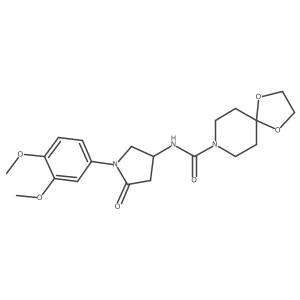 N-[1-(3,4-dimethoxyphenyl)-5-oxopyrrolidin-3-yl]-1,4-dioxa-8-azaspiro[4.5]decane-8-carboxamide结构式
