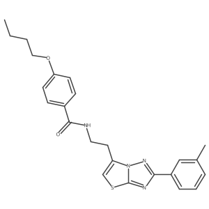 4-butoxy-N-(2-(2-(m-tolyl)thiazolo[3,2-b][1,2,4]triazol-6-yl)ethyl)benzamide Structure