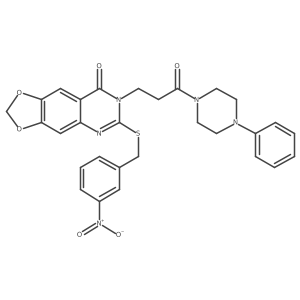 6-{[(3-nitrophenyl)methyl]sulfanyl}-7-[3-oxo-3-(4-phenylpiperazin-1-yl)propyl]-2H,7H,8H-[1,3]dioxolo[4,5-g]quinazolin-8-one Structure