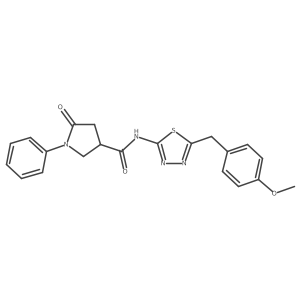 N-[5-(4-methoxybenzyl)-1,3,4-thiadiazol-2-yl]-5-oxo-1-phenylpyrrolidine-3-carboxamide Structure