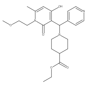 Ethyl 1-((4-hydroxy-1-(2-methoxyethyl)-6-methyl-2-oxo-1,2-dihydropyridin-3-yl)(pyridin-4-yl)methyl)piperidine-4-carboxylate Structure
