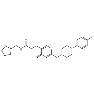 2-((6-((4-(4-fluorophenyl)piperazin-1-yl)methyl)-4-oxo-4H-pyran-3-yl)oxy)-N-((tetrahydrofuran-2-yl)methyl)acetamide结构式