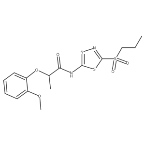 2-(2-methoxyphenoxy)-N-[(2Z)-5-(propylsulfonyl)-1,3,4-thiadiazol-2(3H)-ylidene]propanamide Structure