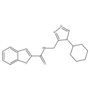 N-((1-cyclohexyl-1H-tetrazol-5-yl)methyl)benzofuran-2-carboxamide结构式