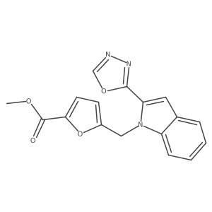 methyl 5-((2-(1,3,4-oxadiazol-2-yl)-1H-indol-1-yl)methyl)furan-2-carboxylate Structure