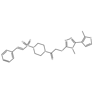 2-{[4-methyl-5-(2-methylfuran-3-yl)-4H-1,2,4-triazol-3-yl]sulfanyl}-1-[4-(2-phenylethenesulfonyl)piperazin-1-yl]ethan-1-one结构式