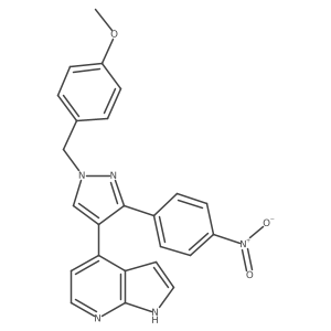 4-[1-{[4-(methyloxy)phenyl]methyl}-3-(4-nitrophenyl)-1H-pyrazol-4-yl]-1H-pyrrolo[2,3-b]pyridine Structure