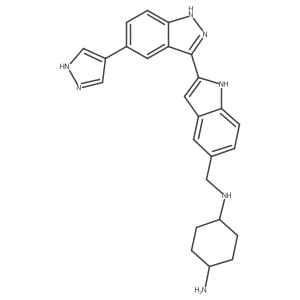 N1-[[2-[5-(1H-pyrazol-4-yl)-1H-indazol-3-yl]-1H-indol-5-yl]methyl]-1,4-cyclohexane diamine Structure
