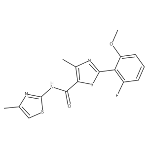2-(2-fluoro-6-methoxyphenyl)-4-methyl-N-(4-methyl-1,3-thiazol-2-yl)-1,3-thiazole-5-carboxamide结构式